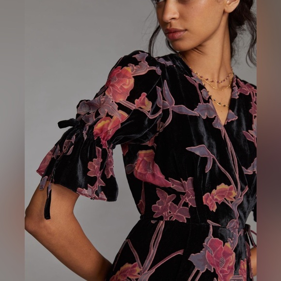 Anthropologie Hutch Floral Velvet Wrap Maxi Dress - Picture 6 of 6